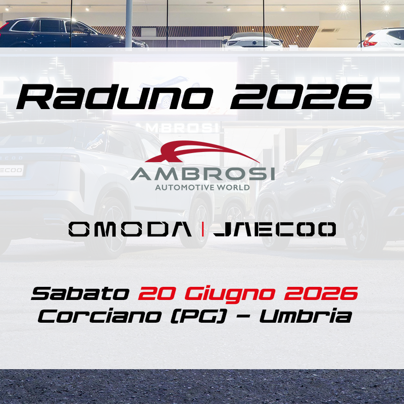 Raduno Ambrosi OMODA & JAECOO 2026: sabato 20 giugno a Corciano